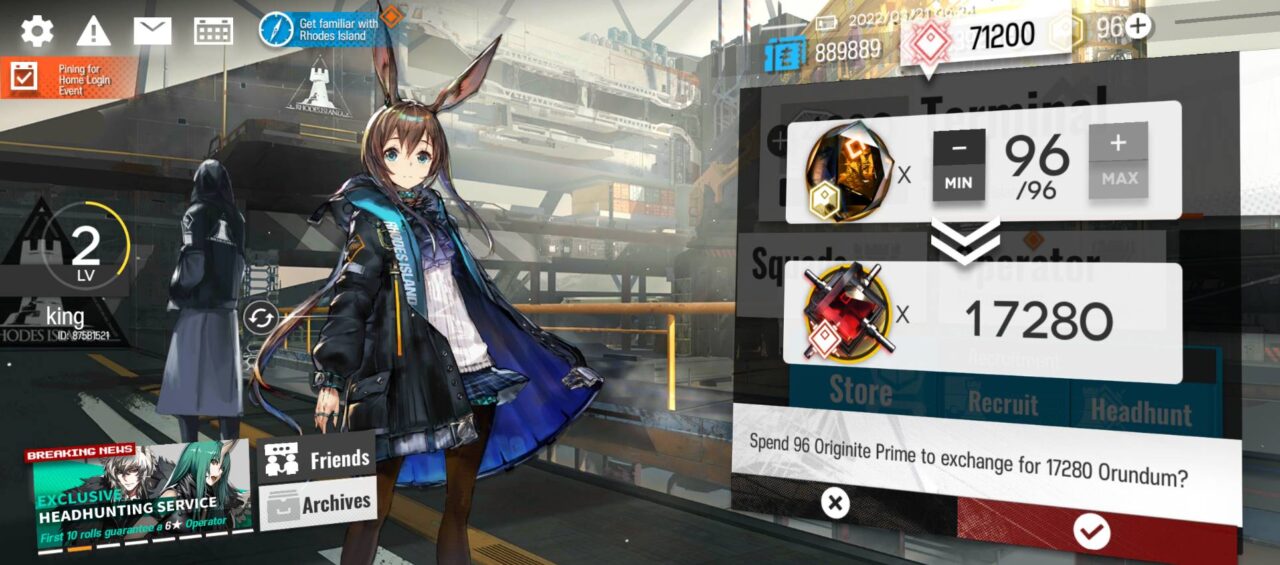 Arknights – [ Global Server ] – พร้อมเล่น - ตัวละครสุ่ม +  เพชร Orundum 35000 + Originite สุ่ม+   อื่นๆสุ่ม