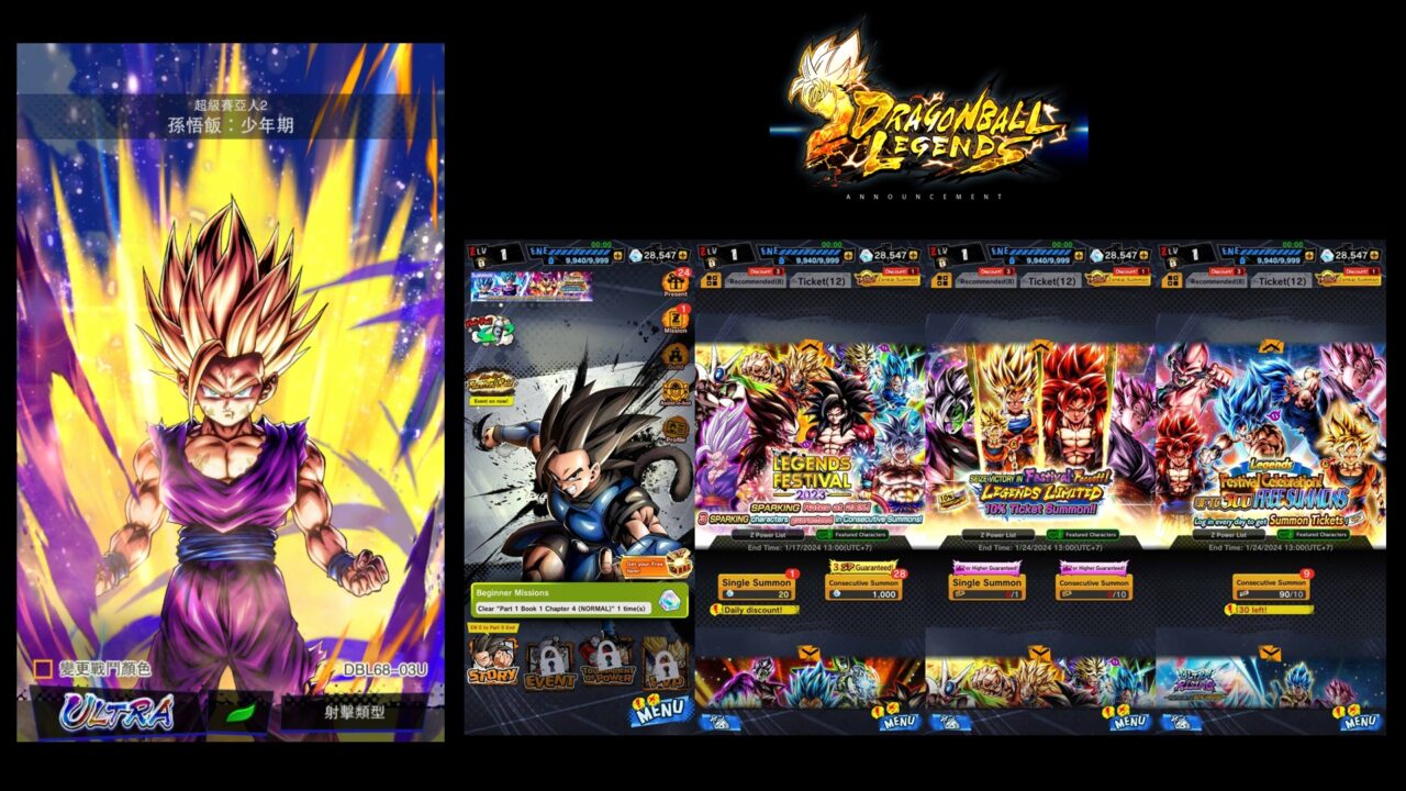 DRAGON BALL LEGENDS [BOT-LV100]  ตัวละคร Super Saiyan 2 Gohan (Youth) Abilities   [ดาวสุ่ม] + ตัวละครสุ่มๆ  ไอดีเพชร  35000+ [ Android ]