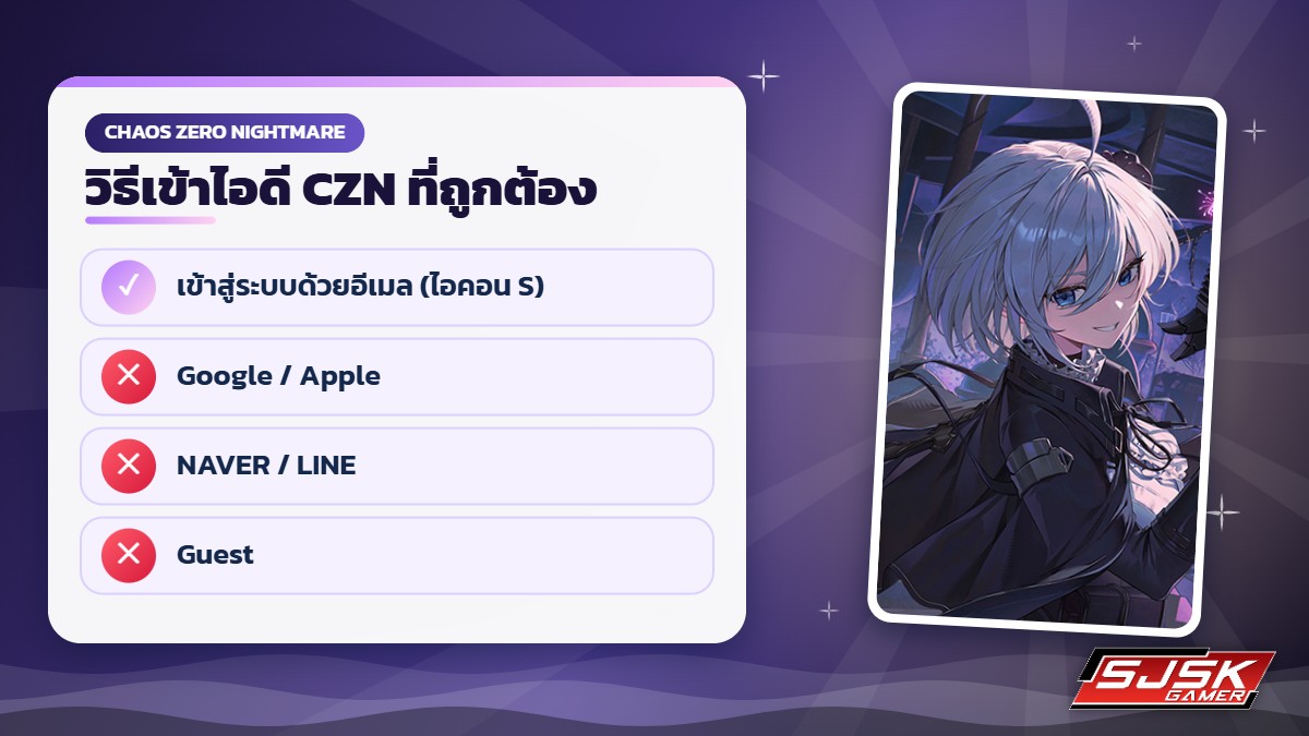 ห้ามใช้ Google Apple Guest ล็อกอินไอดี Chaos Zero Nightmare