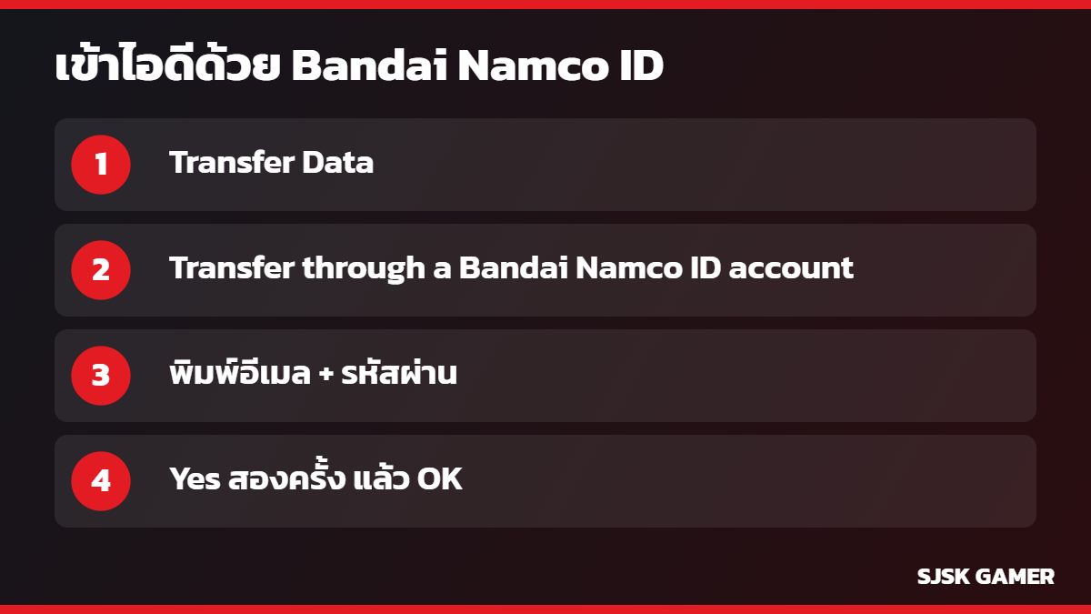 ขั้นตอนเข้าไอดี Dragon Ball Legends ผ่าน Transfer Data